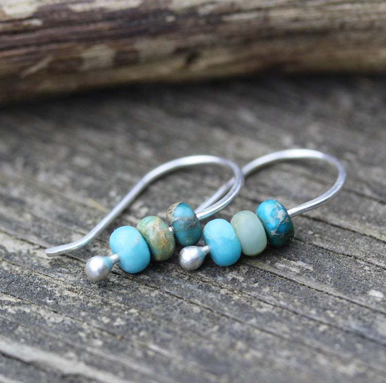 Boucles d'Oreilles avec Perles Turquoise
