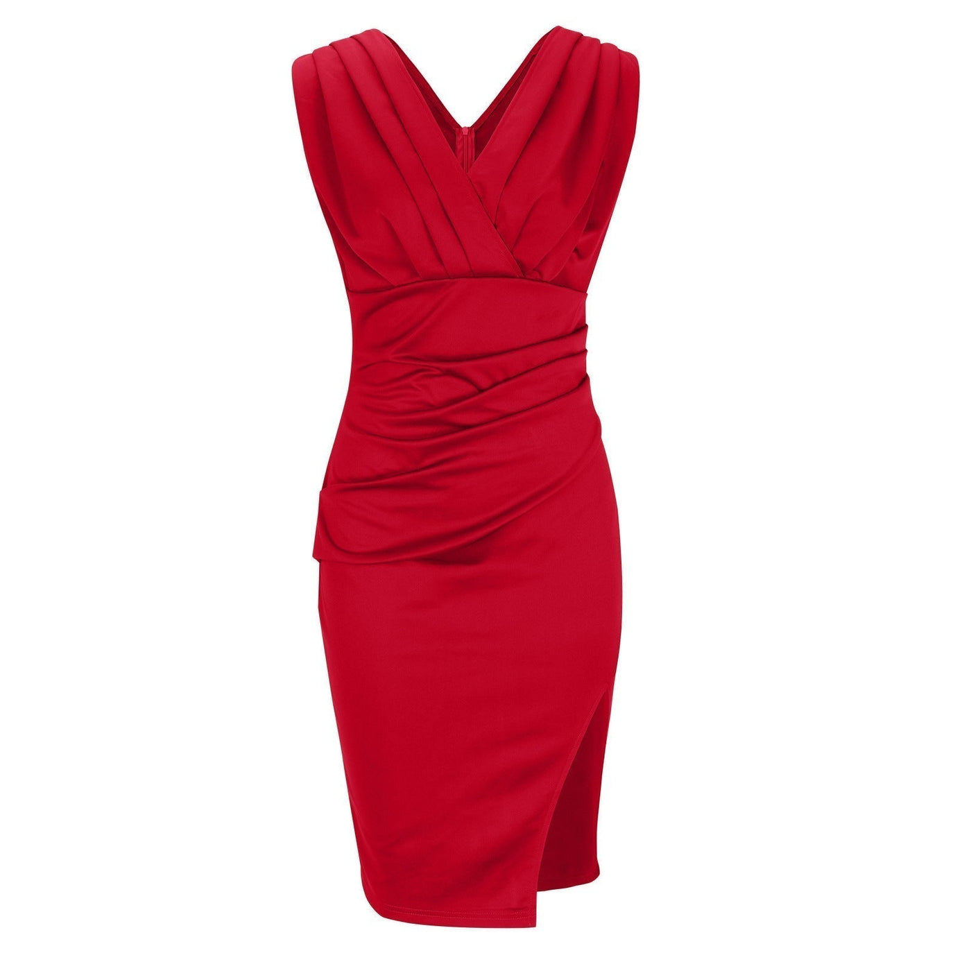 Florine | Robe Ajustée avec Décolleté en V et Fente