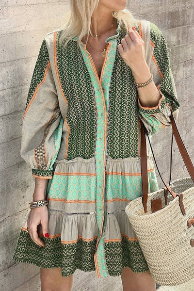Jenelyn | Robe à Volants Imprimée Boho