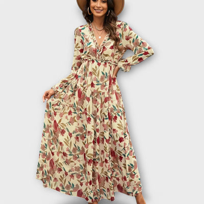 Elle | Robe Maxi Fleurie avec Décolleté en V