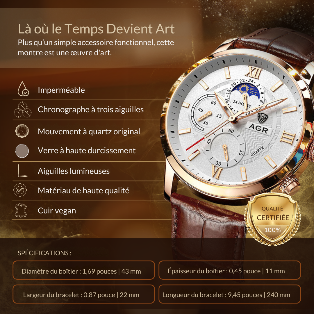 Montre Quartz en Cuir de Luxe