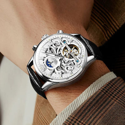 Montre Automatique Mécanique avec Bracelet en Cuir