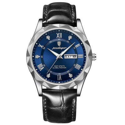 Montre à Quartz avec Bracelet en Cuir de Luxe