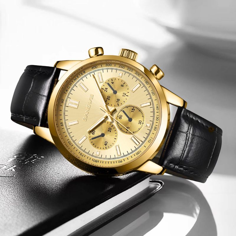 Montre Quartz en Cuir Militaire Sportive Décontractée pour Homme