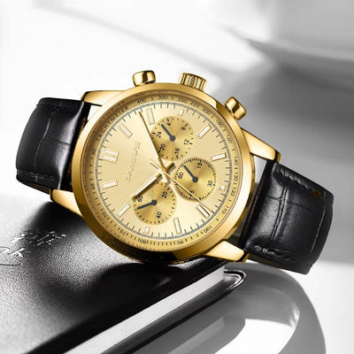 Montre Quartz en Cuir Militaire Sportive Décontractée pour Homme