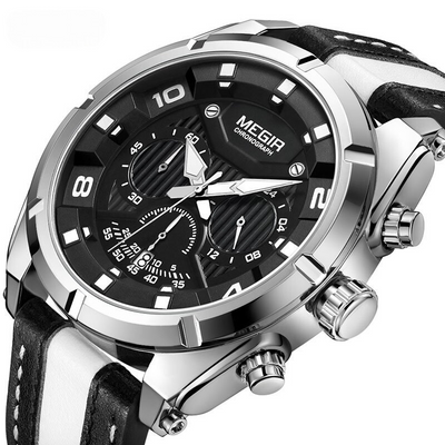 Montre Chronographe Sport Militaire en Cuir de Luxe