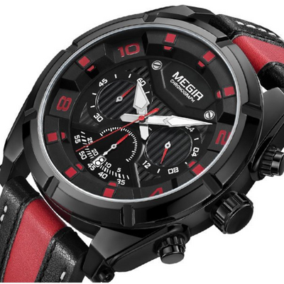 Montre Chronographe Sport Militaire en Cuir de Luxe