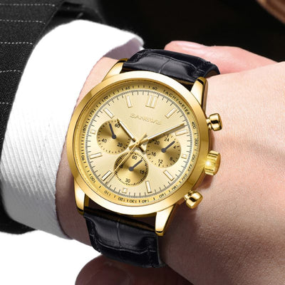 Montre Quartz en Cuir Militaire Sportive Décontractée pour Homme