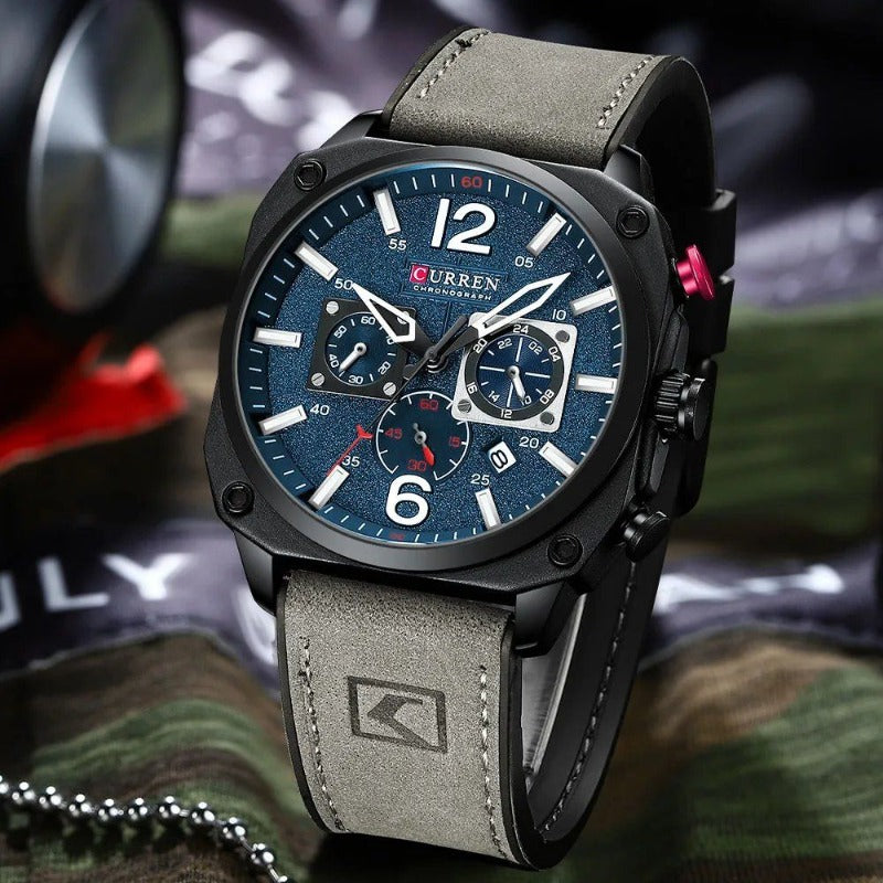 Montre-bracelet en cuir d'affaires à quartz
