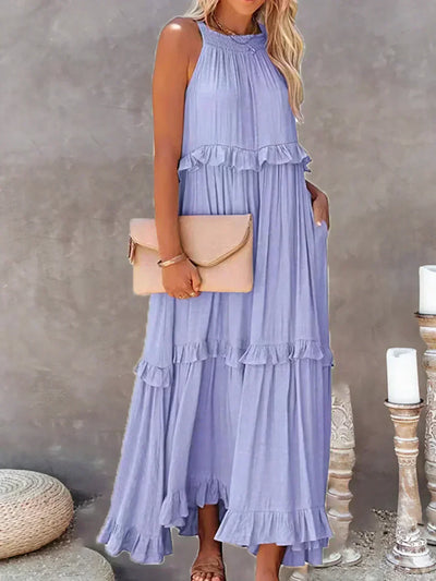 Sarah | Robe Maxi Volante Halter (Quasi épuisé)