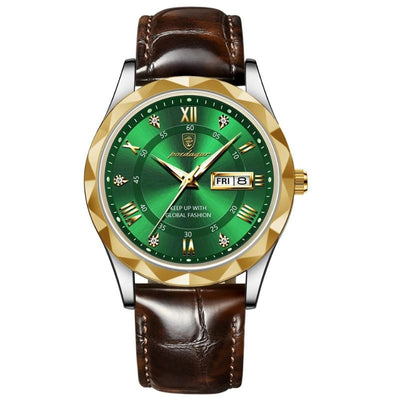 Montre à Quartz avec Bracelet en Cuir de Luxe