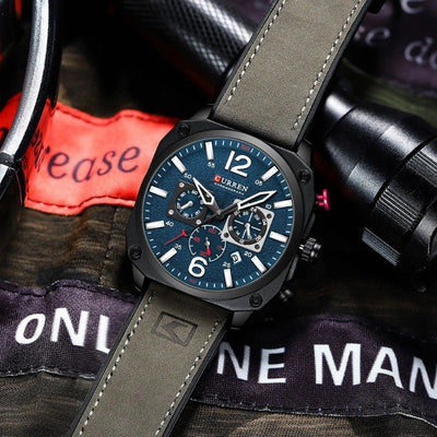 Montre-bracelet en cuir d'affaires à quartz