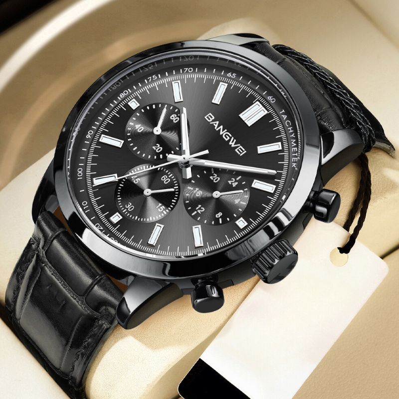 Montre Quartz en Cuir Militaire Sportive Décontractée pour Homme