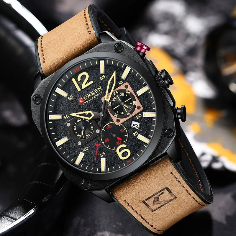 Montre-bracelet en cuir d'affaires à quartz