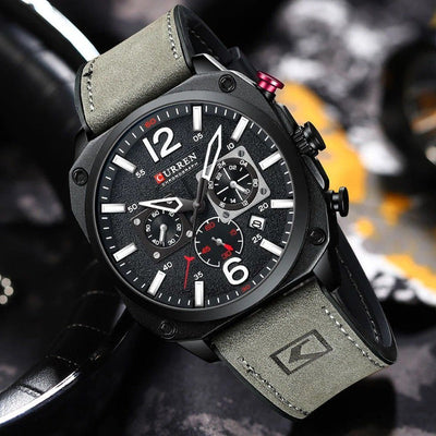 Montre-bracelet en cuir d'affaires à quartz