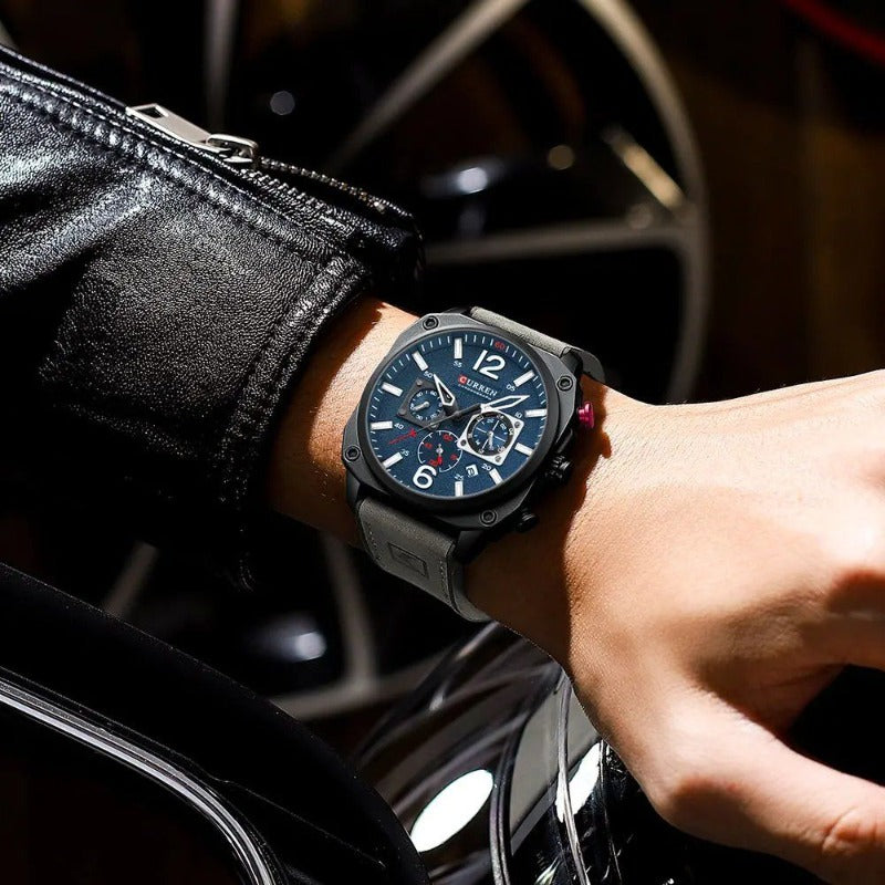 Montre-bracelet en cuir d'affaires à quartz