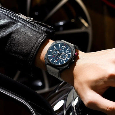 Montre-bracelet en cuir d'affaires à quartz