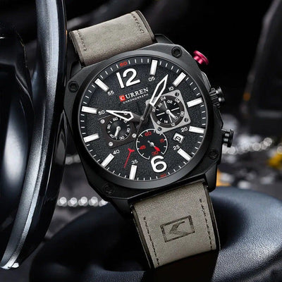 Montre-bracelet en cuir d'affaires à quartz