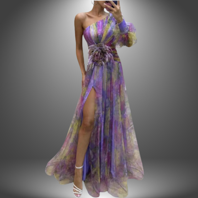 Maria | Robe maxi florale vibrante à une épaule
