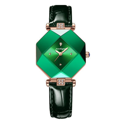 Montre de Luxe en Quartz avec Diamant Vert