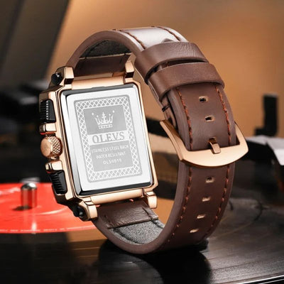 Montre chronographe à cadran carré fashion