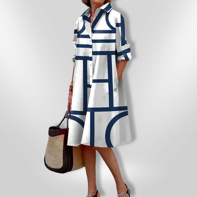 Estelle | Robe Bouton Géométrique Élégante