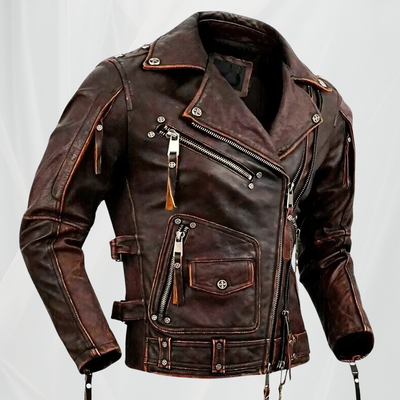 Veste bombardier vintage en cuir de mouton