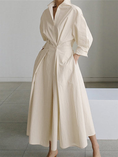 Clemence | Robe Midi Élégante avec Fermeture Boutonnée