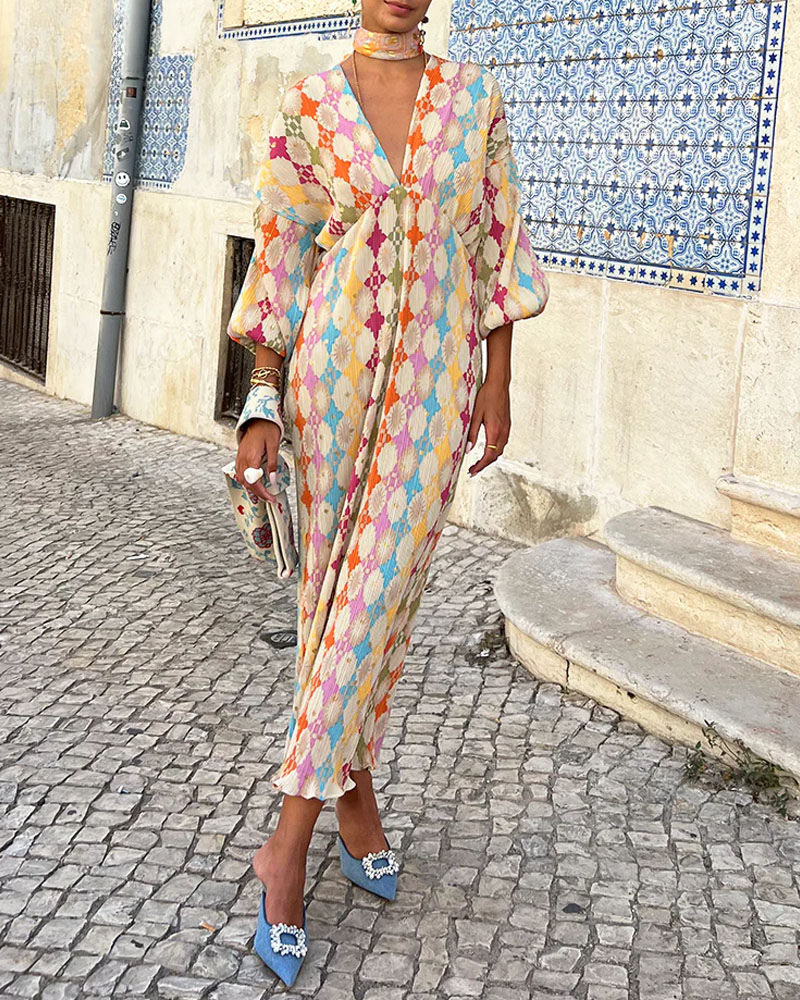 Lucy | Robe Maxi à Manches Bouffantes Vibrante