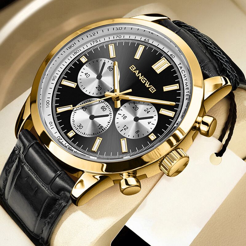 Montre Quartz en Cuir Militaire Sportive Décontractée pour Homme