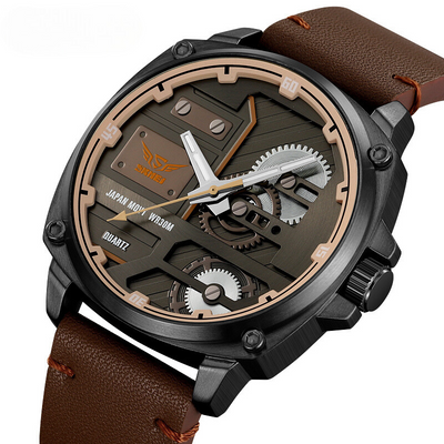 Montre pour homme en cuir quartz