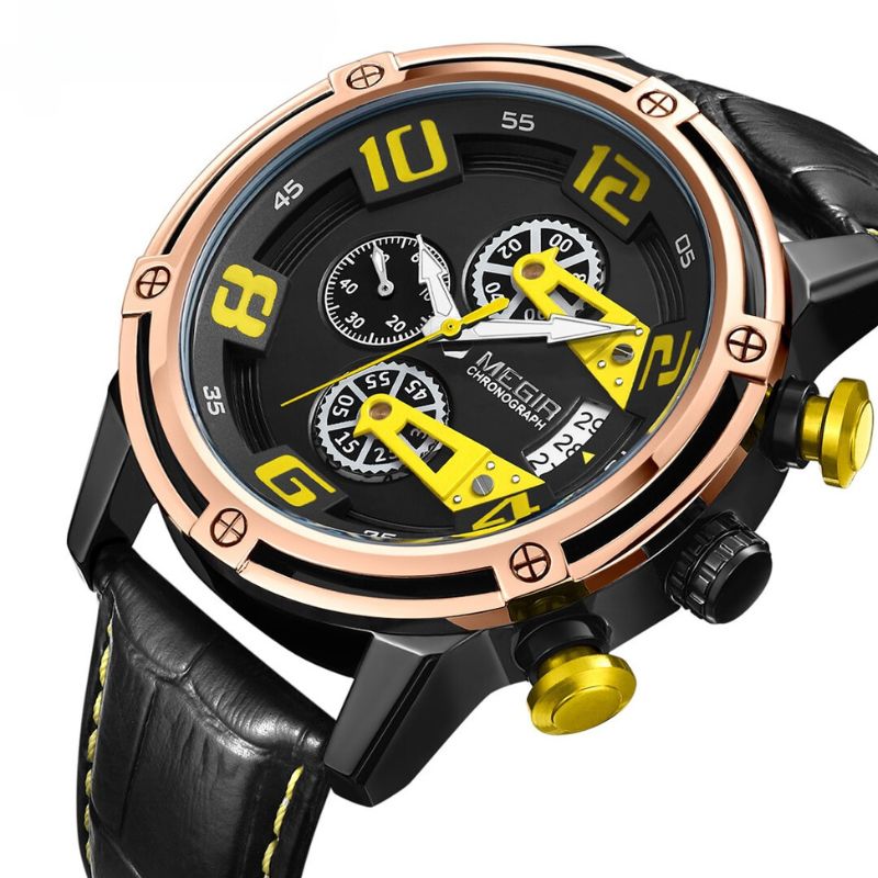 Montre Chronographe à Quartz Lumineux pour Hommes