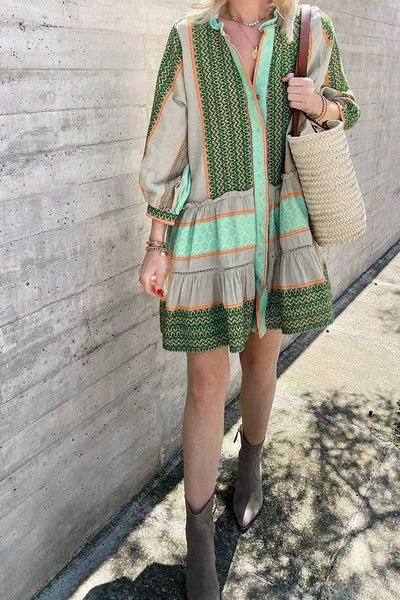 Jenelyn | Robe à Volants Imprimée Boho