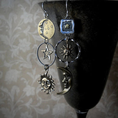 Boucles d'Oreilles Pendantes Sol-Lune