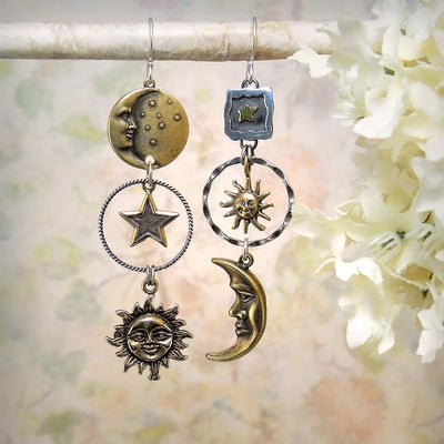 Boucles d'Oreilles Pendantes Sol-Lune