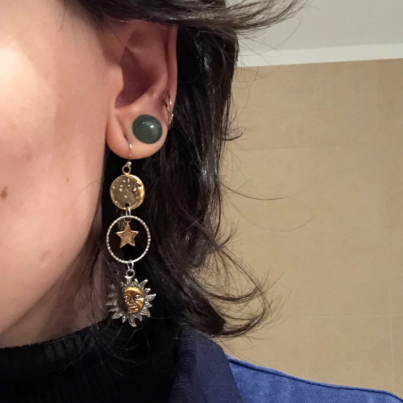 Boucles d'Oreilles Pendantes Sol-Lune
