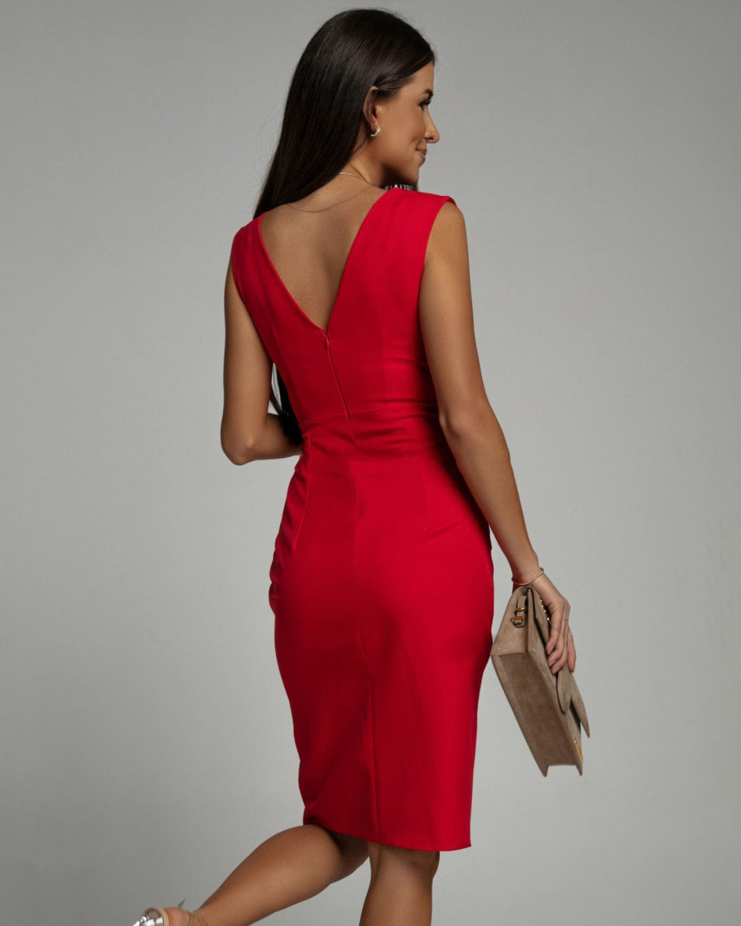 Florine | Robe Ajustée avec Décolleté en V et Fente