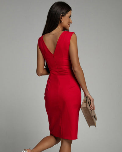Florine | Robe Ajustée avec Décolleté en V et Fente