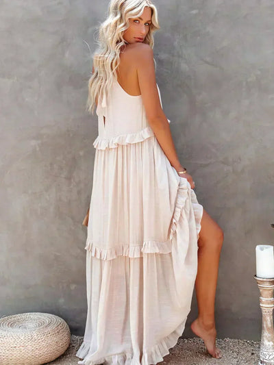 Sarah | Robe Maxi Volante Halter (Quasi épuisé)