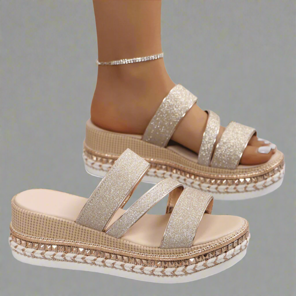 Helga | Sandales à talons compensés confortables en tissu premium