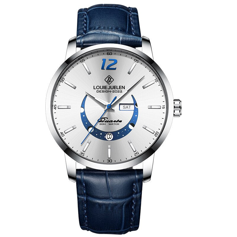 Montre élégante à phase de lune lumineuse