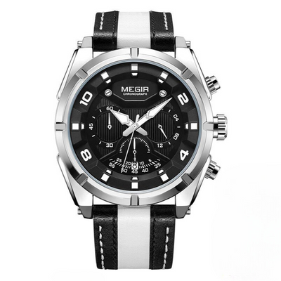 Montre Chronographe Sport Militaire en Cuir de Luxe