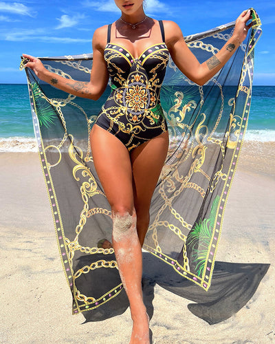 Darius – Monokini avec effet push-up et jupe de plage assortie
