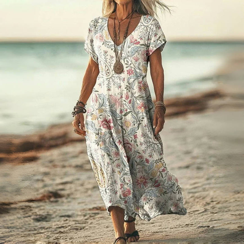 Meline | Robe Boho à Imprimé Floral Élégant
