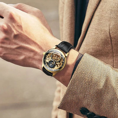 Montre automatique squelette phase de lune