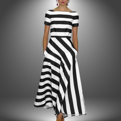 Malene | Robe maxi rayée avec ligne A