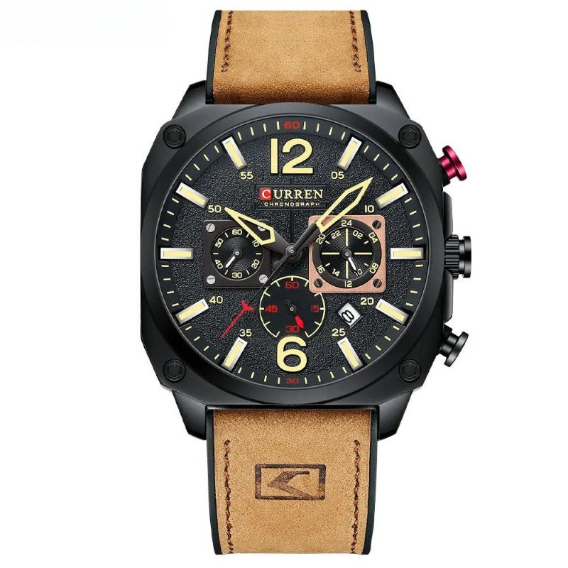 Montre-bracelet en cuir d'affaires à quartz