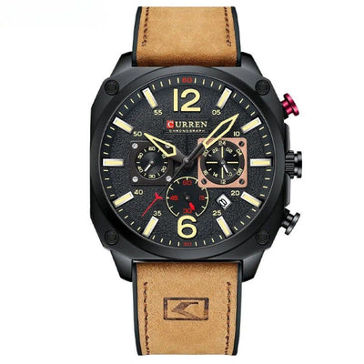 Montre-bracelet en cuir d'affaires à quartz