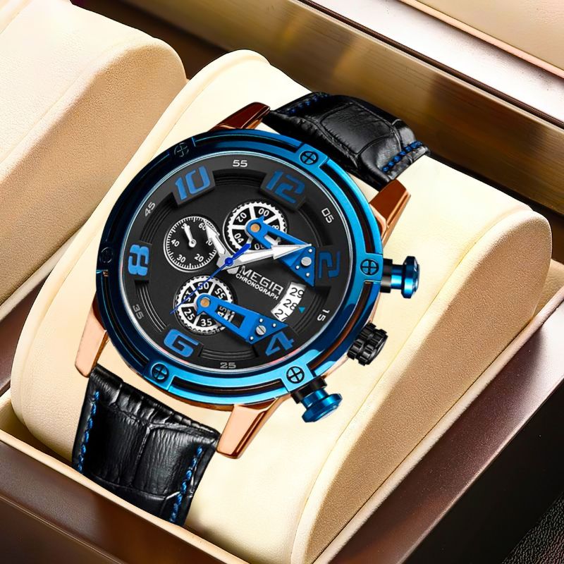 Montre Chronographe à Quartz Lumineux pour Hommes