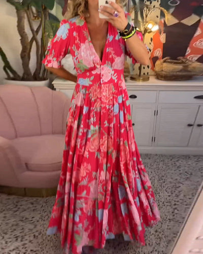 Catrisa™ | Robe à poches avec imprimé floral et décolleté en V